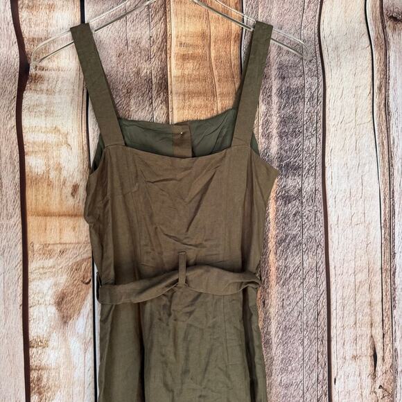 Rails Dress Clement Button-Front Belted Midi Linen Blend Green Minimalist S NWT - Picture 5 of 12